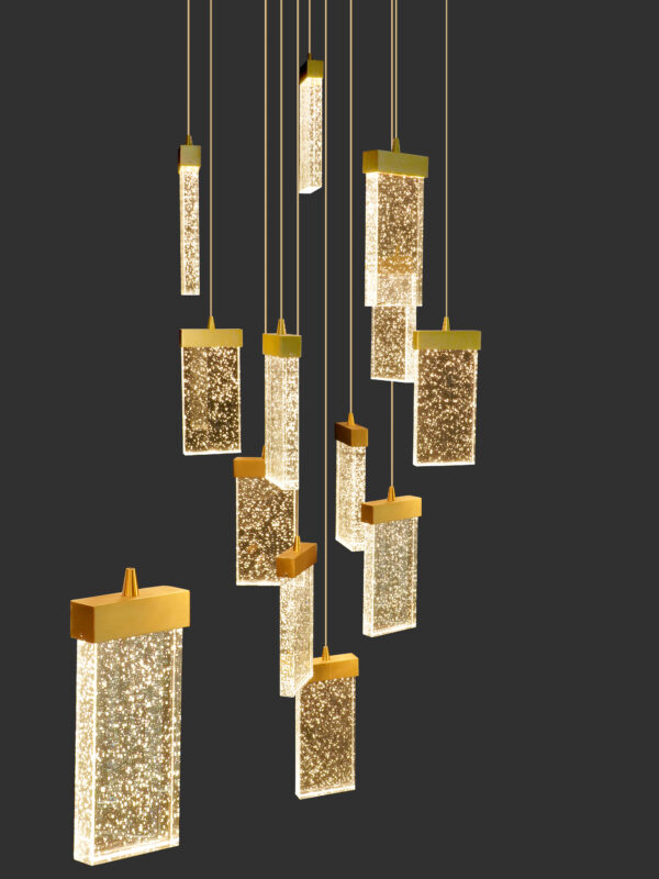24-Cap Square Glass Bubble Chandelier Pendant