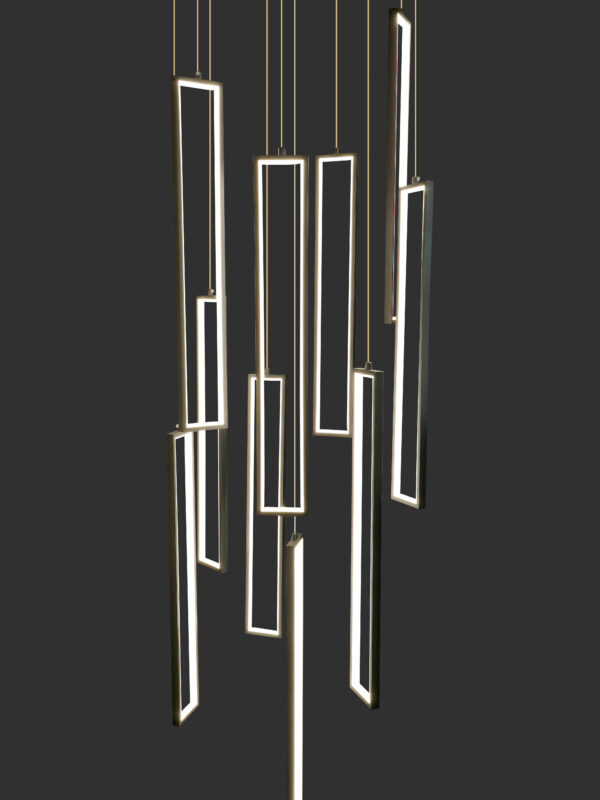 24-Cap Black Square Frame Chandelier Pendant