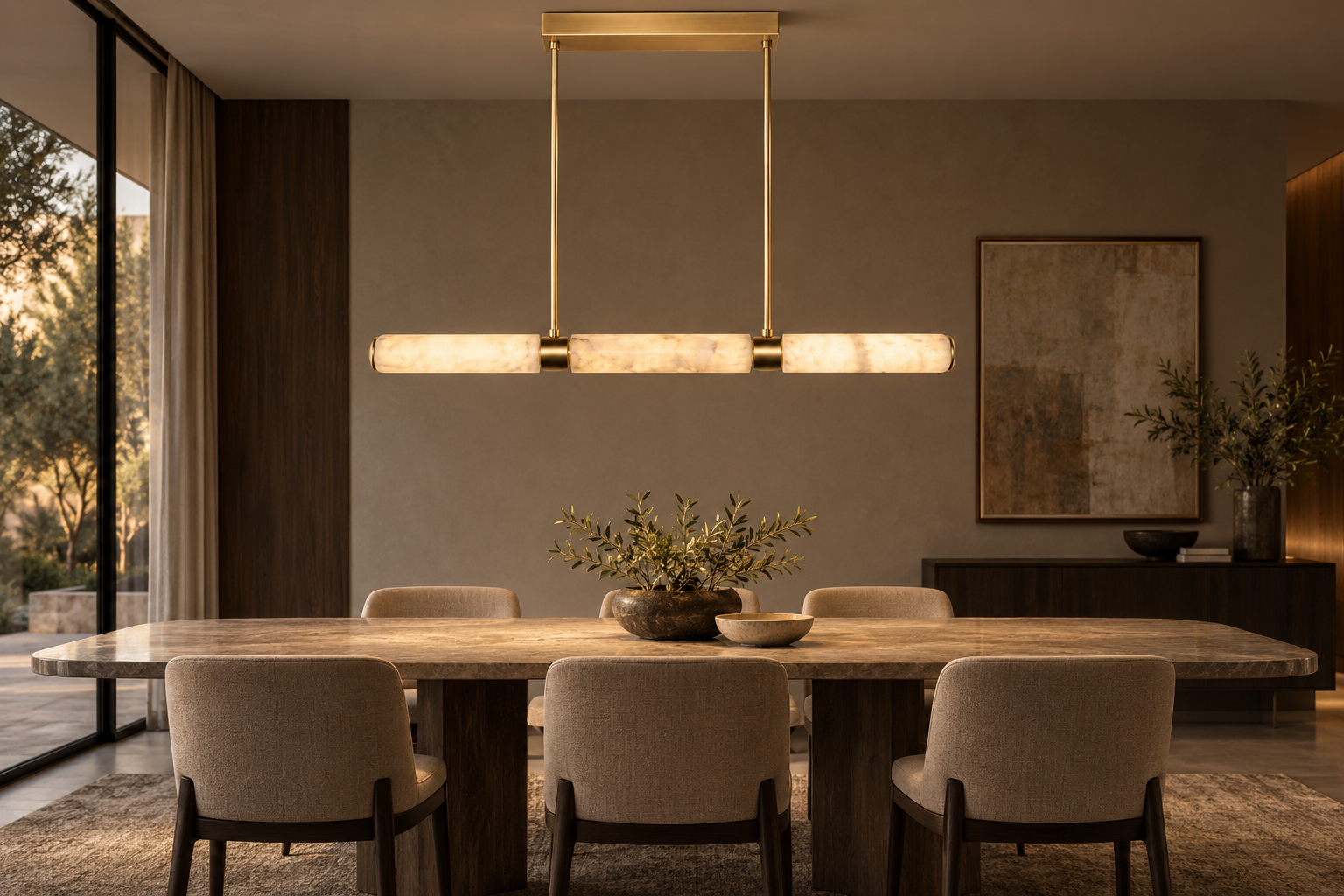 Orbe 41 Alabaster Linear Pendant — Application view