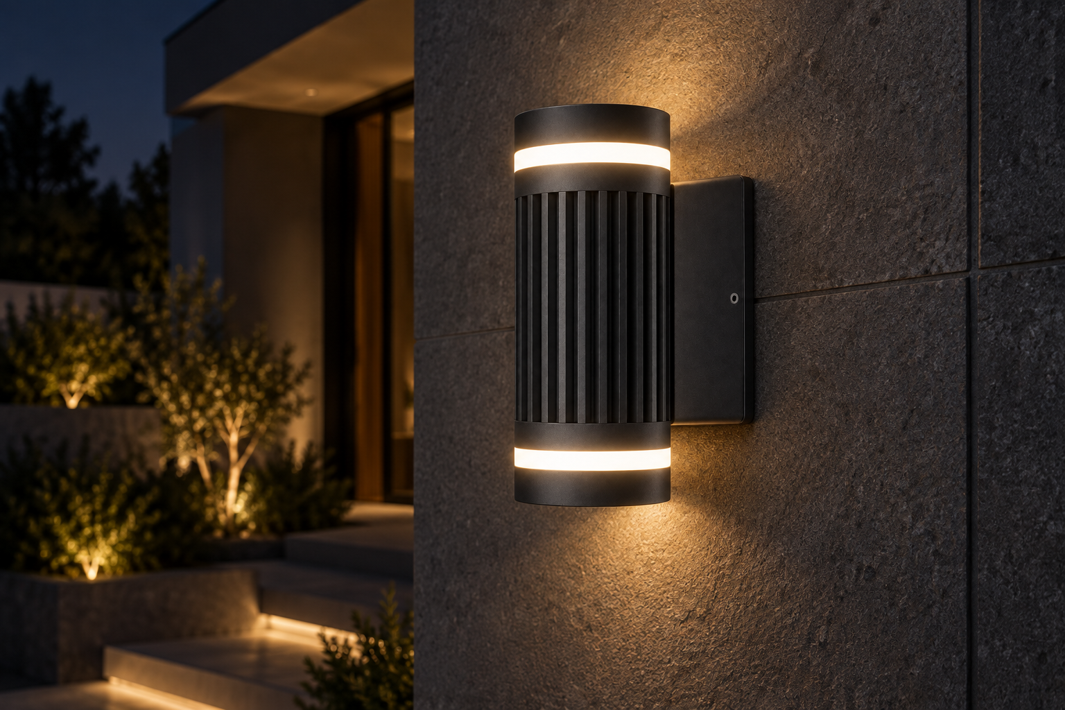 圆柱上下双环室外灯灯Double halo outdoorlight — Application view