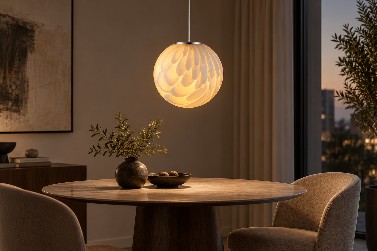 Feather-Inspired Single Pendant Light — Application view