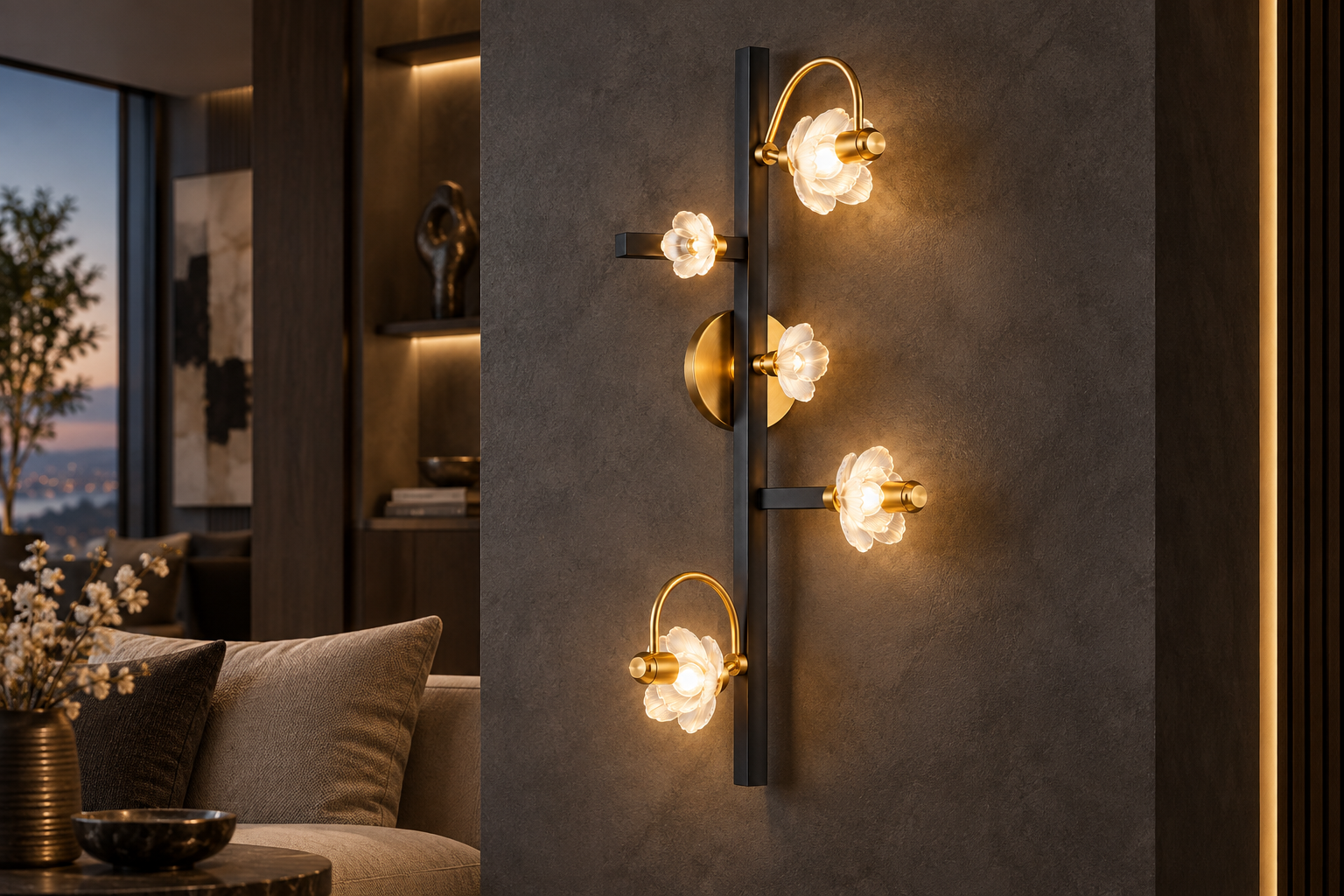 Ceramic Petal Wall Sconce — Application view