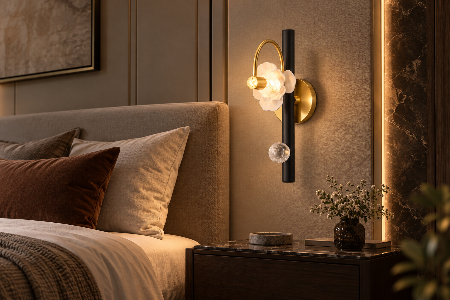Ceramic Petal Wall Sconce — Application view