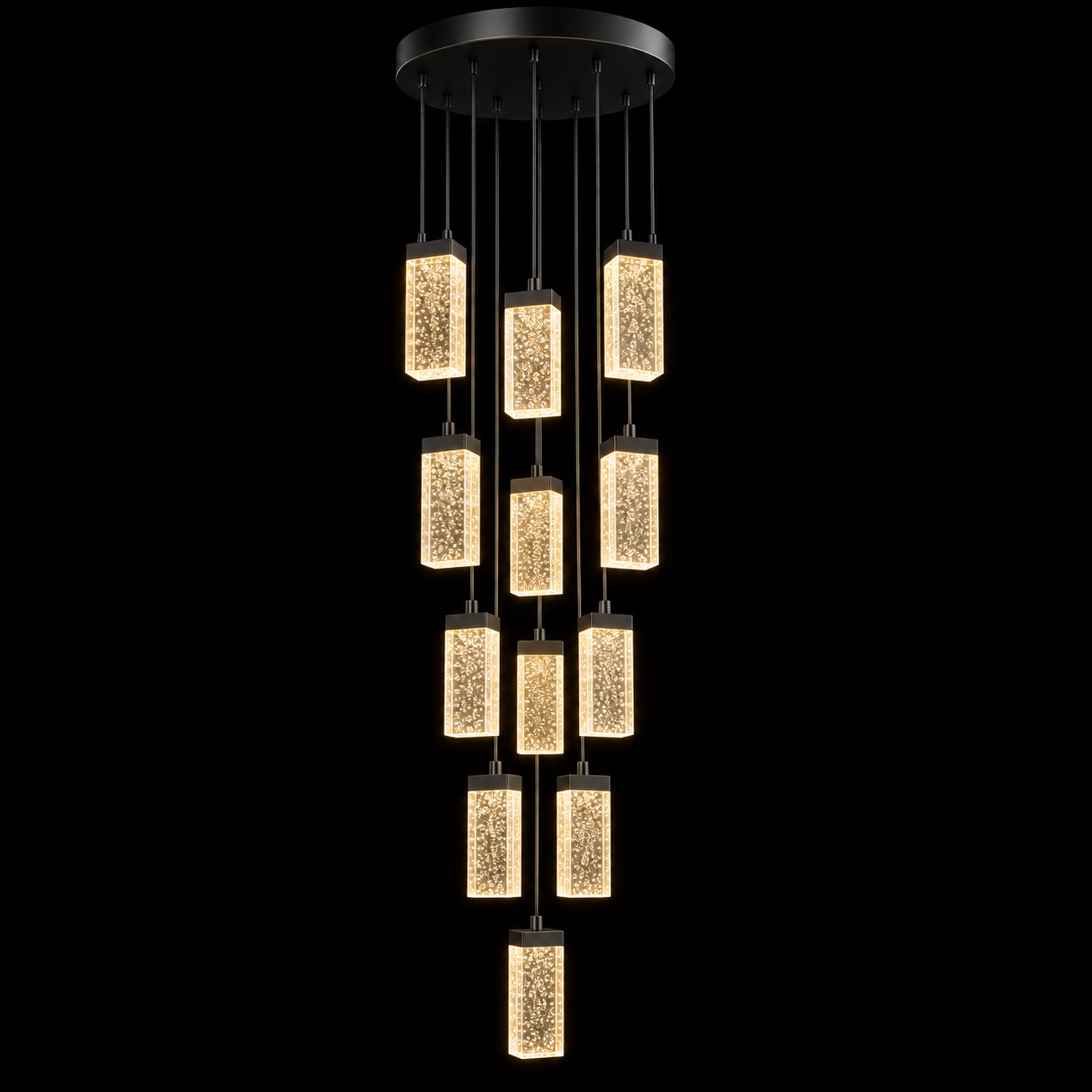 【出清】12头方玻璃气泡吊灯 12-Cap Square Glass Bubble Chandelier